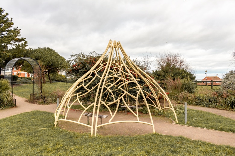 Netted Sculpture in Victoria Gardens, Broadstairs - walk from Ramsgate to Margate