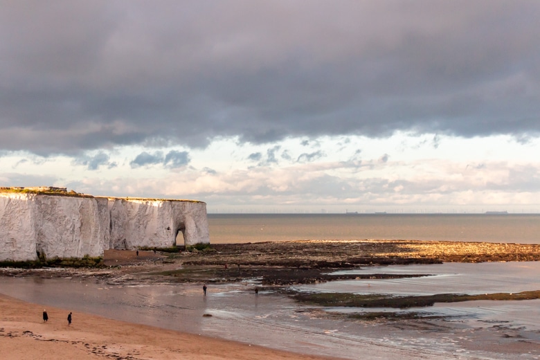 View of the Kingsgate Bay Sea Arch from cliff tops - walk from Ramsgate to Margate