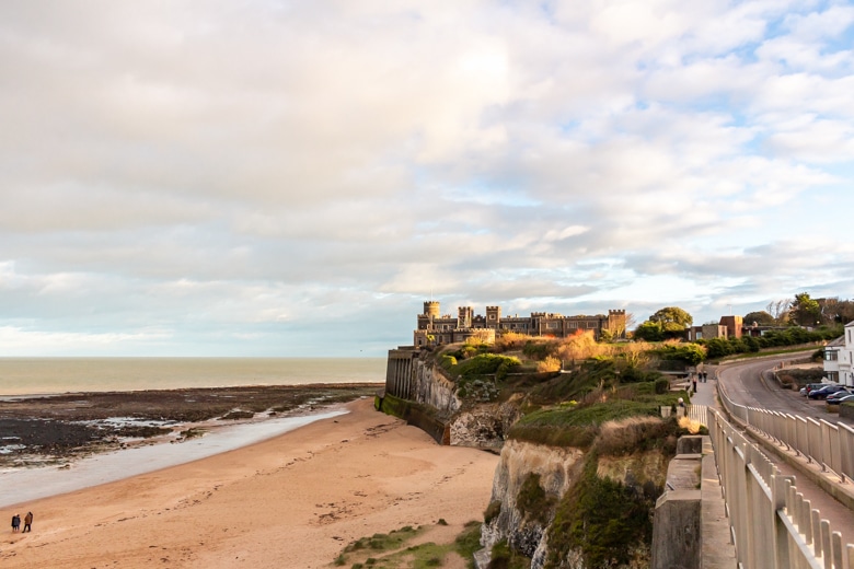 View of the Kingsgate Castle from the Captain Digby pub, Broadstairs - walk from Ramsgate to Margate
