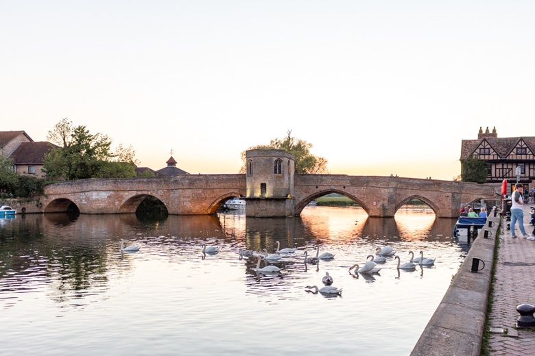 View of the St Ives bridge during sunset