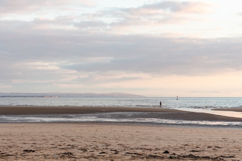 Crosby Beach, the nearest beach to Liverpool - view of the North Wales from the Crosby Beach