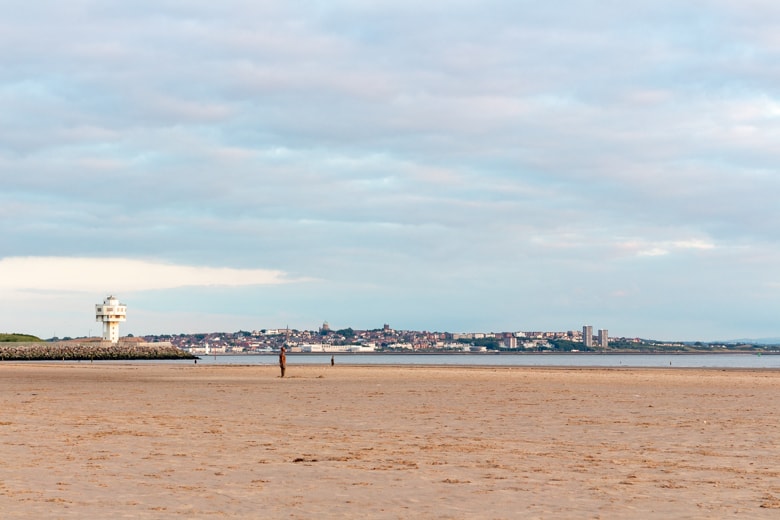 Crosby Beach, the nearest beach to Liverpool - view of the Wirral Peninsula